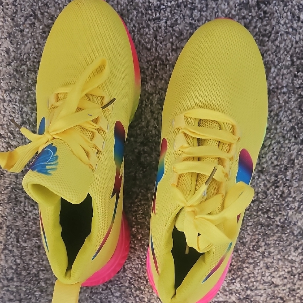 Yellow Sneakers with Colorful Details